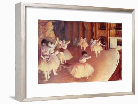 Dress Rehearsal of the Ballet on the Stage-Edgar Degas-Framed Art Print