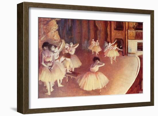 Dress Rehearsal of the Ballet on the Stage-Edgar Degas-Framed Art Print