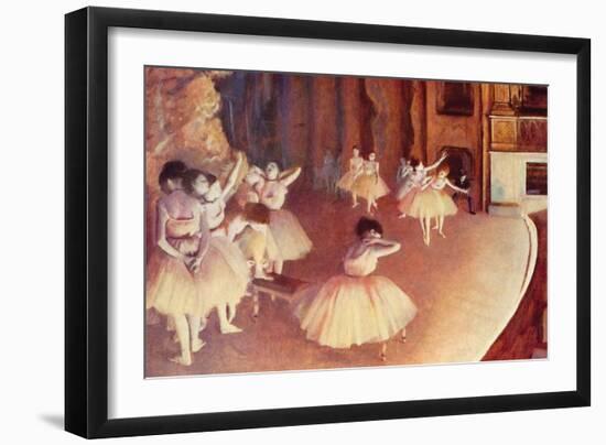 Dress Rehearsal of the Ballet on the Stage-Edgar Degas-Framed Art Print