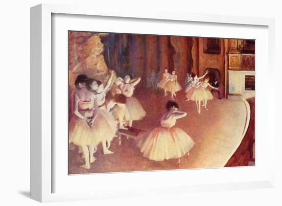 Dress Rehearsal of the Ballet on the Stage-Edgar Degas-Framed Art Print