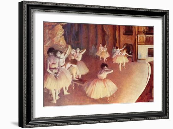 Dress Rehearsal of the Ballet on the Stage-Edgar Degas-Framed Art Print