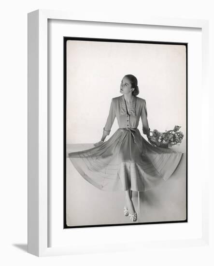 Dress Showing the Flared Skirts That Came into Fashion from 1947-null-Framed Art Print