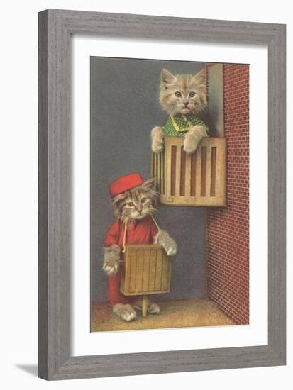 Dressed Kittens, Organ Grinder-null-Framed Art Print