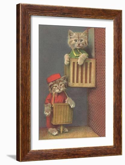 Dressed Kittens, Organ Grinder-null-Framed Art Print