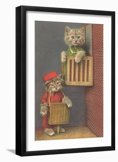 Dressed Kittens, Organ Grinder-null-Framed Art Print