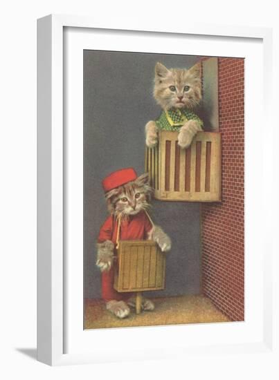 Dressed Kittens, Organ Grinder-null-Framed Art Print