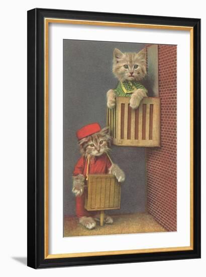 Dressed Kittens, Organ Grinder-null-Framed Art Print