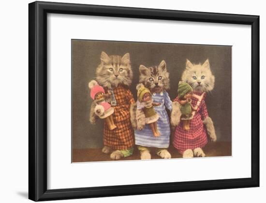 Dressed Kittens with Dolls-null-Framed Art Print