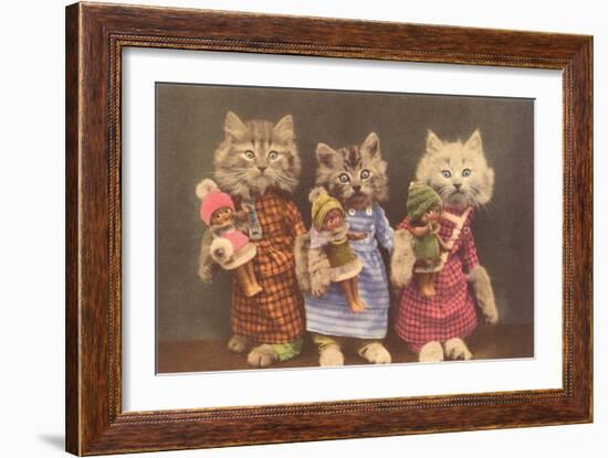 Dressed Kittens with Dolls-null-Framed Art Print