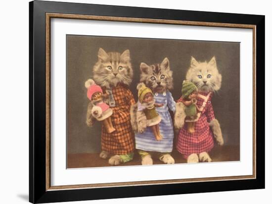 Dressed Kittens with Dolls-null-Framed Art Print