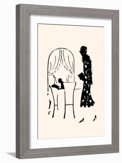 Dressed Woman Walks into a Restaurant-Maxfield Parrish-Framed Art Print