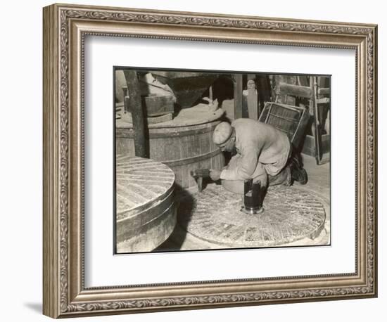 Dressing a Millstone at a Water Mill at Ewell Surrey--Framed Art Print