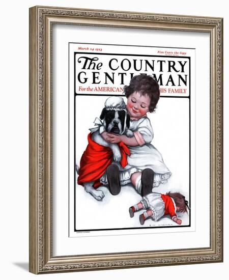 "Dressing Doggie," Country Gentleman Cover, March 24, 1923-Katherine R. Wireman-Framed Giclee Print