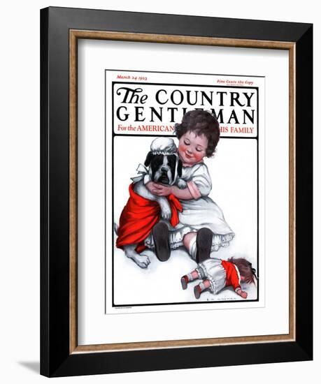 "Dressing Doggie," Country Gentleman Cover, March 24, 1923-Katherine R. Wireman-Framed Giclee Print