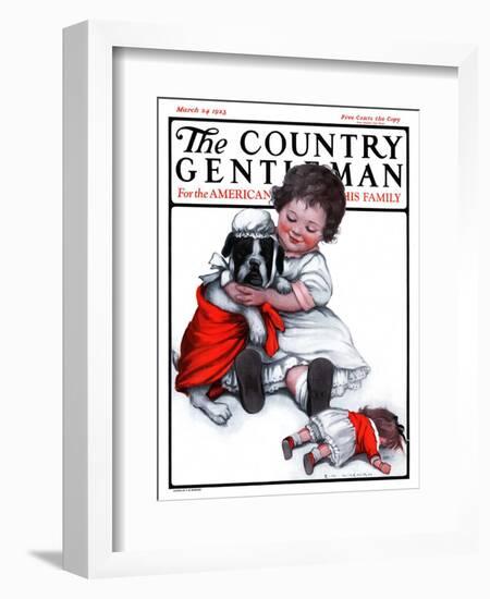 "Dressing Doggie," Country Gentleman Cover, March 24, 1923-Katherine R. Wireman-Framed Giclee Print