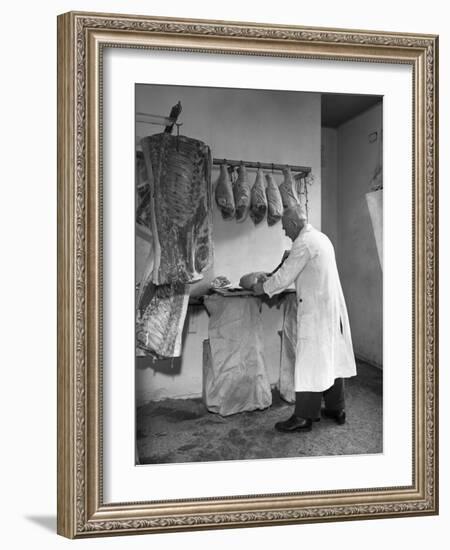 Dressing Meat for Sale, Rawmarsh, South Yorkshire, 1955-Michael Walters-Framed Photographic Print