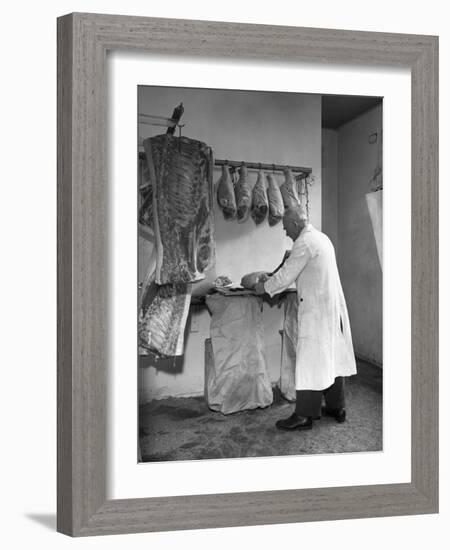 Dressing Meat for Sale, Rawmarsh, South Yorkshire, 1955-Michael Walters-Framed Photographic Print