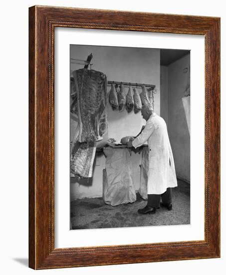 Dressing Meat for Sale, Rawmarsh, South Yorkshire, 1955-Michael Walters-Framed Photographic Print