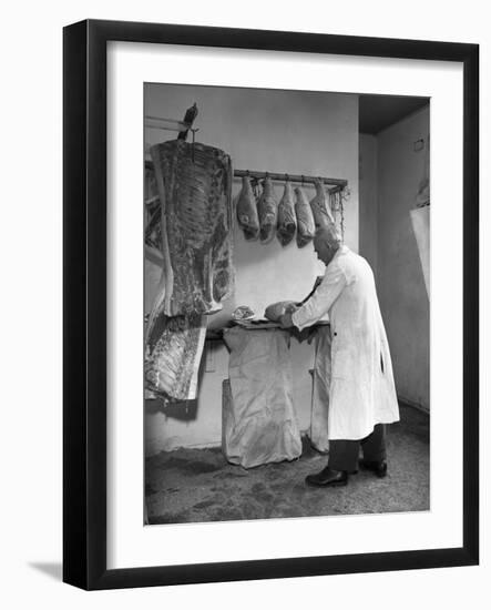 Dressing Meat for Sale, Rawmarsh, South Yorkshire, 1955-Michael Walters-Framed Photographic Print