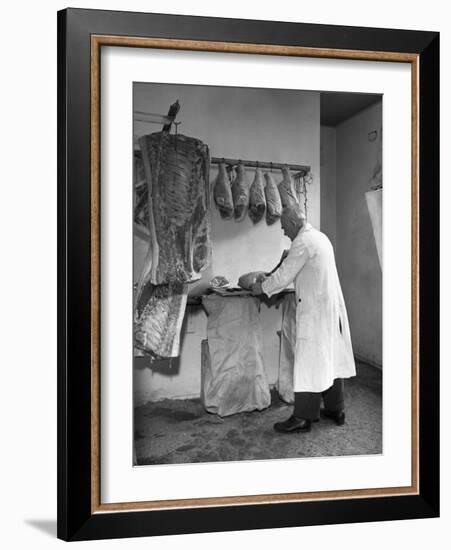 Dressing Meat for Sale, Rawmarsh, South Yorkshire, 1955-Michael Walters-Framed Photographic Print