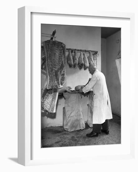 Dressing Meat for Sale, Rawmarsh, South Yorkshire, 1955-Michael Walters-Framed Photographic Print