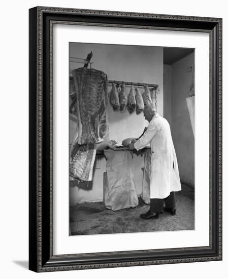 Dressing Meat for Sale, Rawmarsh, South Yorkshire, 1955-Michael Walters-Framed Photographic Print