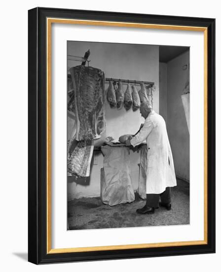 Dressing Meat for Sale, Rawmarsh, South Yorkshire, 1955-Michael Walters-Framed Photographic Print