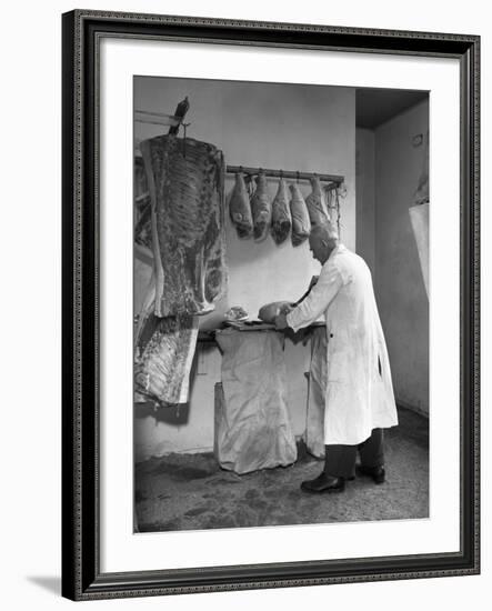 Dressing Meat for Sale, Rawmarsh, South Yorkshire, 1955-Michael Walters-Framed Photographic Print