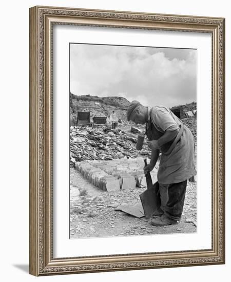 Dressing Slate at Trebarwith Slate Quarry, Cornwall, 1959-Michael Walters-Framed Photographic Print