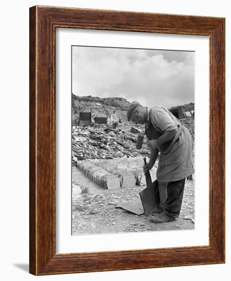Dressing Slate at Trebarwith Slate Quarry, Cornwall, 1959-Michael Walters-Framed Photographic Print