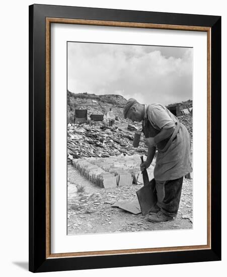 Dressing Slate at Trebarwith Slate Quarry, Cornwall, 1959-Michael Walters-Framed Photographic Print
