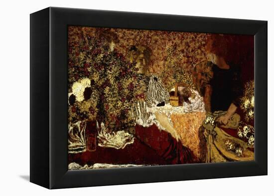 Dressing Table (in the flowers); Le Table de Toilette (Dans le Fleurs)-Edouard Vuillard-Framed Premier Image Canvas