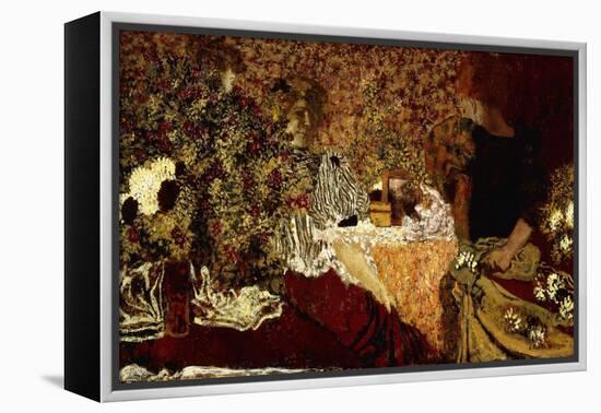 Dressing Table (in the flowers); Le Table de Toilette (Dans le Fleurs)-Edouard Vuillard-Framed Premier Image Canvas