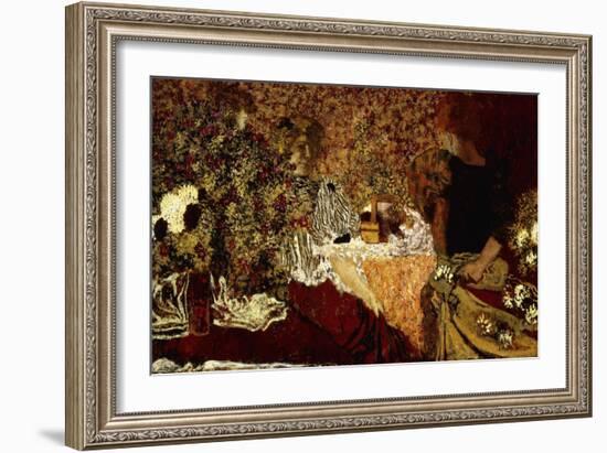 Dressing Table (in the flowers); Le Table de Toilette (Dans le Fleurs)-Edouard Vuillard-Framed Giclee Print