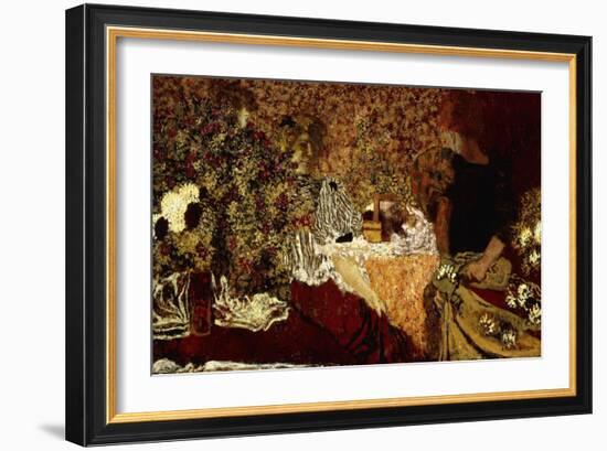 Dressing Table (in the flowers); Le Table de Toilette (Dans le Fleurs)-Edouard Vuillard-Framed Giclee Print