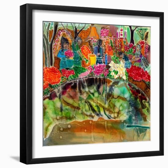 Dressing the Graves, Day of the Dead, Oaxaca, 2023 (Dyes on Silk)-Hilary Simon-Framed Giclee Print