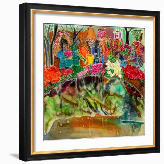Dressing the Graves, Day of the Dead, Oaxaca, 2023 (Dyes on Silk)-Hilary Simon-Framed Giclee Print