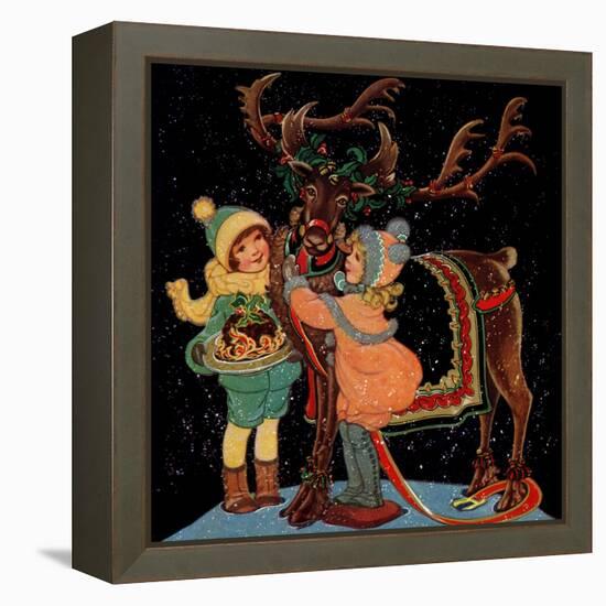 Dressing the Reindeer - Child Life-Hazel Frazee-Framed Premier Image Canvas