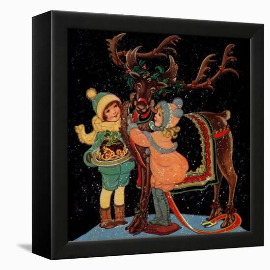 Dressing the Reindeer - Child Life-Hazel Frazee-Framed Premier Image Canvas