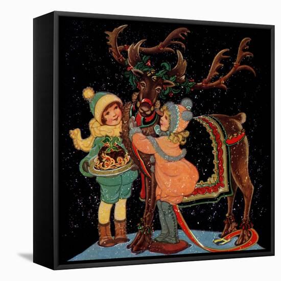 Dressing the Reindeer - Child Life-Hazel Frazee-Framed Premier Image Canvas