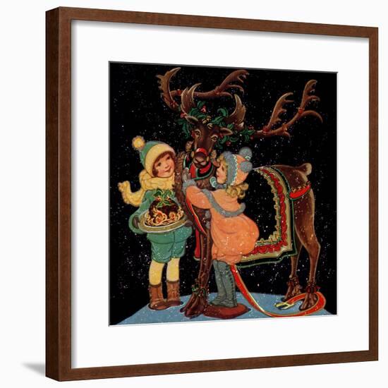 Dressing the Reindeer - Child Life-Hazel Frazee-Framed Premium Giclee Print