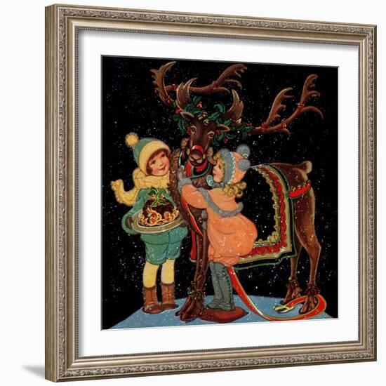 Dressing the Reindeer - Child Life-Hazel Frazee-Framed Giclee Print