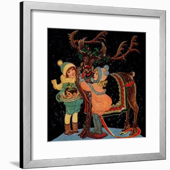 Dressing the Reindeer - Child Life-Hazel Frazee-Framed Giclee Print