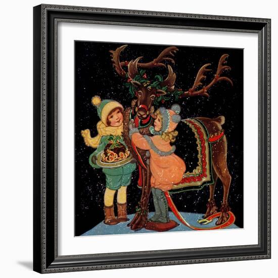 Dressing the Reindeer - Child Life-Hazel Frazee-Framed Giclee Print