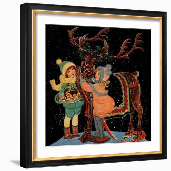 Dressing the Reindeer - Child Life-Hazel Frazee-Framed Giclee Print