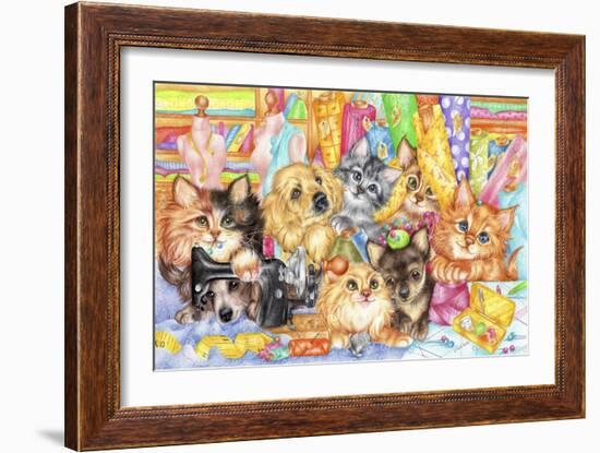 Dressmaker Kitties-Karen Middleton-Framed Giclee Print