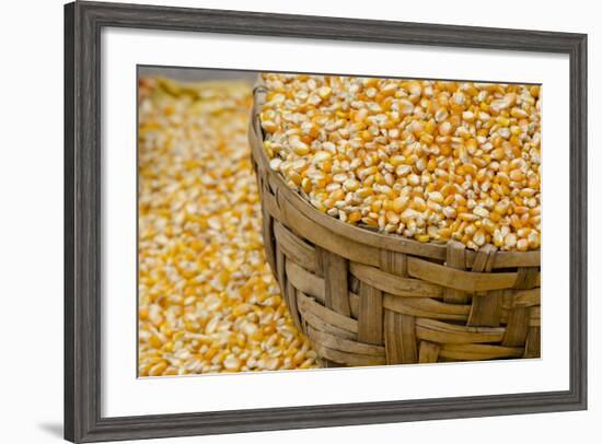 Dried Corn in Basket, Otavalo Handicraft Market, Quito, Ecuador-Cindy Miller Hopkins-Framed Photographic Print