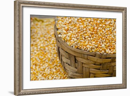 Dried Corn in Basket, Otavalo Handicraft Market, Quito, Ecuador-Cindy Miller Hopkins-Framed Photographic Print