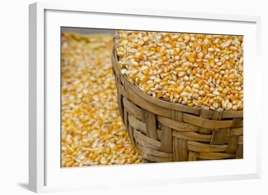 Dried Corn in Basket, Otavalo Handicraft Market, Quito, Ecuador-Cindy Miller Hopkins-Framed Photographic Print