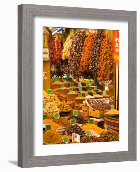 Dried Fruit and Spices for Sale, Spice Market, Istanbul, Turkey-Darrell Gulin-Framed Photographic Print